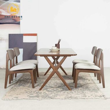 Bộ bàn ăn gỗ công nghiệp cao cấp sang trọng cho gia đình