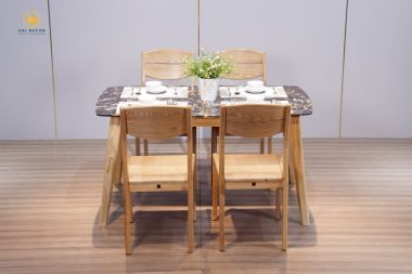 Bộ bàn ăn gỗ công nghiệp cao cấp sang trọng cho gia đình