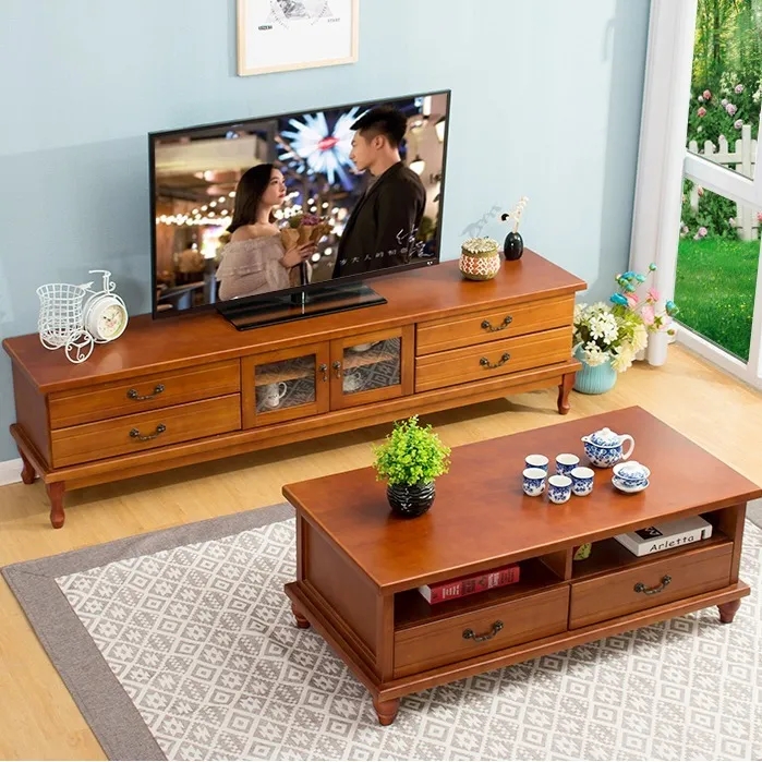 Kệ ti vi gỗ phòng khách tân cổ điển châu âu sang trọng KTD 003